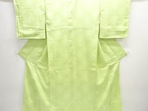 未使用品　斜め格子に草花模様織り出し色無地着物